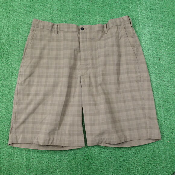 NIKE GOLF FIT DRY DRIFIT BROWN PLAID CHECK SHORTS MENS SIZE 40 (39) **READ - Picture 1 of 7